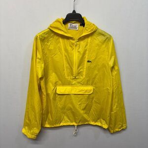 Vintage Izod Lacoste Men Medium Yellow Hooded Pullover Windbreaker Jacket D025 1